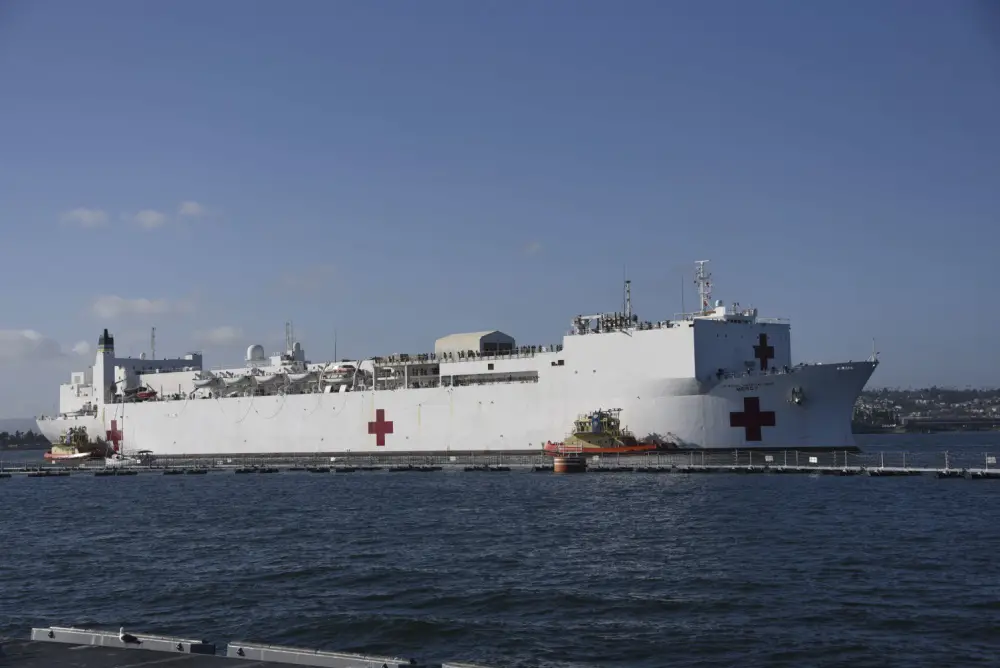 Hospital ship USNS Mercy (T-AH 19) arrives in San Diego May 15. Mercy deployed in support of the nation's COVID-19 response efforts, and served as a referral hospital for non-COVID-19 patients admitted to shore-based hospitals. This allowed shore-based hospitals to focus their efforts on COVID-19 cases. One of the Department of Defense's missions is Defense Support of Civil Authorities. DoD is supporting the Federal Emergency Management Agency, the lead federal agency, as well as state, local and public health authorities in helping protect the health and safety of the American people. (U.S. Navy photo by Mass Communication Specialist 3rd Class Tim Heaps)