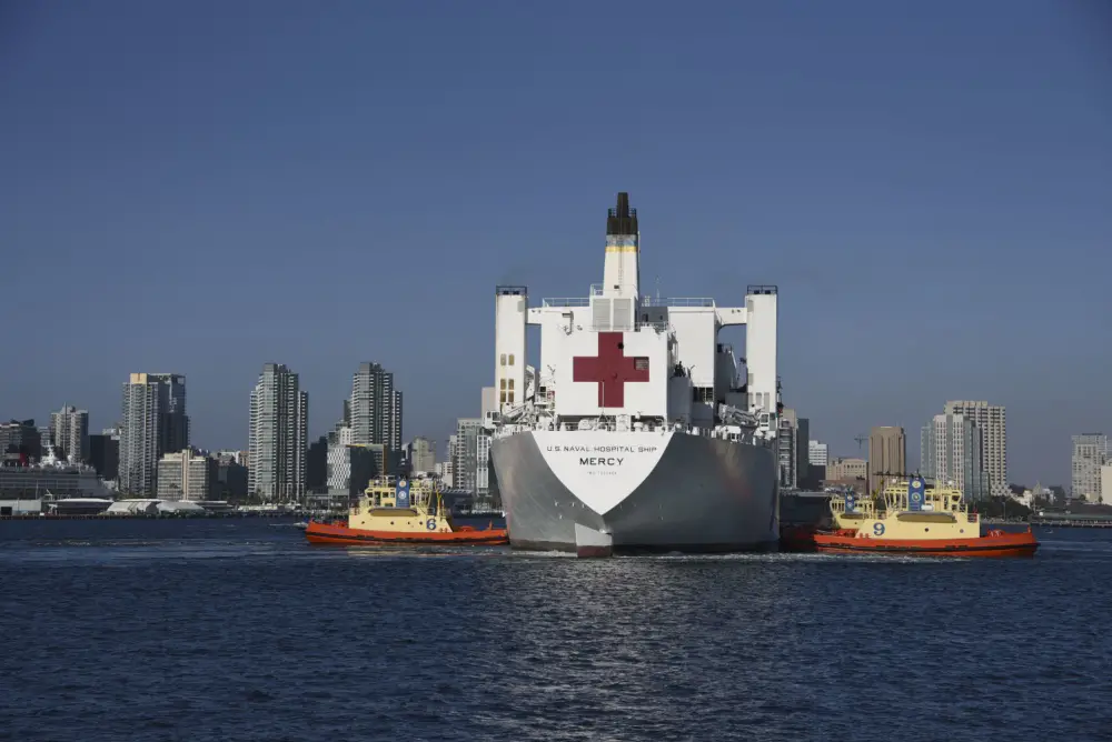 US Navy USNS Mercy Arrives to Naval Air Station North Island, Prepared for Future Tasking