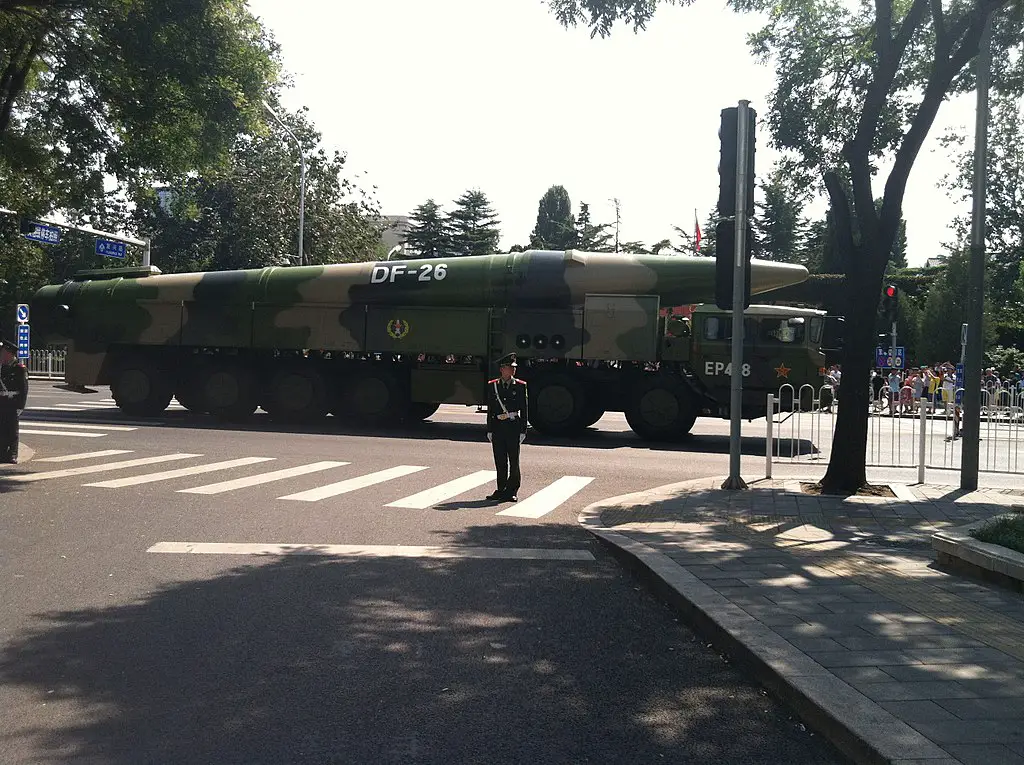  Dong-Feng 26 Intermediate-Range Ballistic Missile as seen as seen after the military parade held in Beijing to commemorate the 70th anniversary of the end of WWII. on September 3, 2015. (IceUnshattered) 