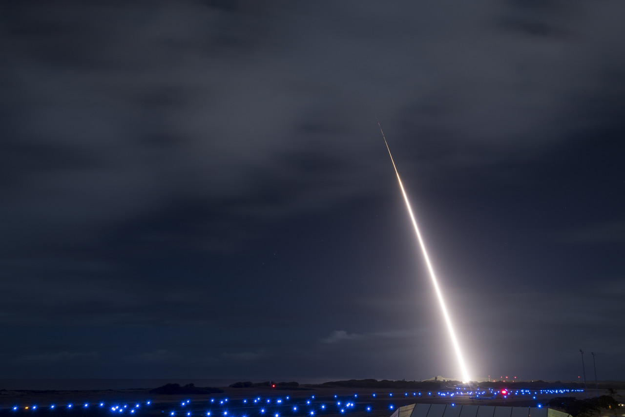 A target missile launches from the Pacific Missile Range Facility in Kauai, Hawaii during Flight Test Standard Missile-45, Oct. 26, 2018.
