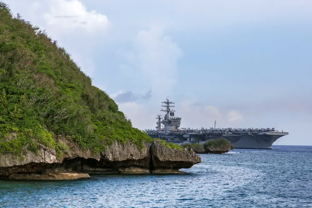 US Navy Nimitz Carrier Strike Group Pulls into Guam for Safe Haven Liberty