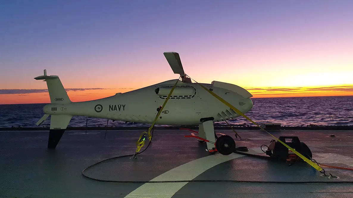 Royal Australian Navy HMAS Ballarat Tests S-100 Camcopter Unmanned Aerial Vehicle