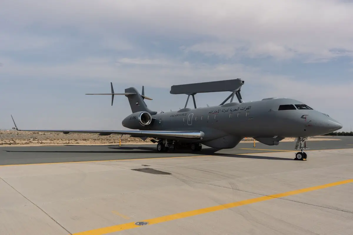 Saab flew its GlobalEye airborne early warning and control aircraft to the 2019 Dubai Airshow, marking its first visit to exhibition. (Saab)