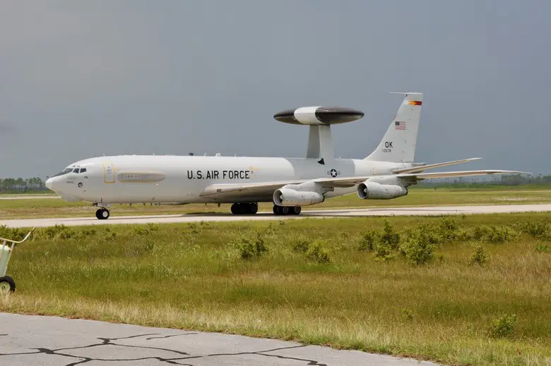 An E-3 Sentry lands at Tyndall AFB for the first ever COMBAT Sentry Weapons System Evaluation Program. (U.S. Air Force photo by 1st Lt Savanah Bray)