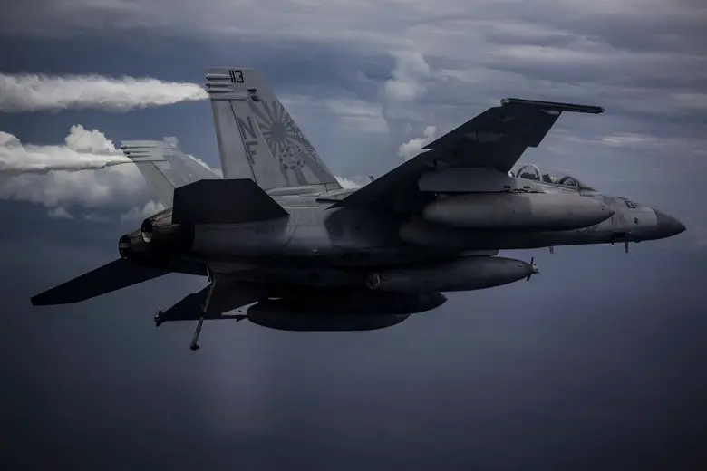 An F/A-18 Super Hornet attached to the 
