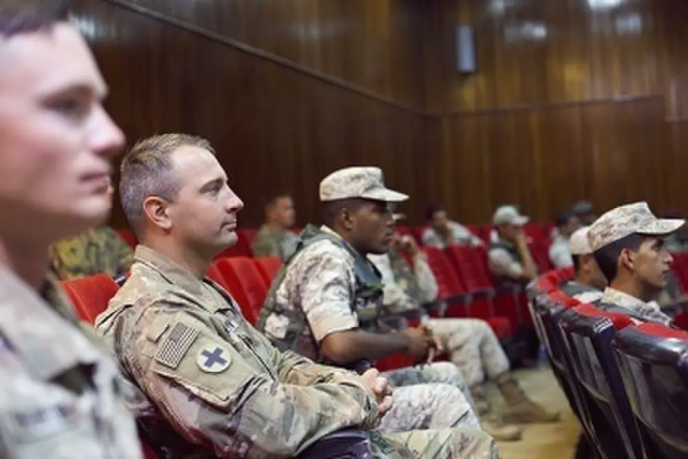 U.S. Army and Jordan Armed Forces Soldiers at the Jordan Operational Engagement Program (JOEP) graduation ceremony July 9. 
