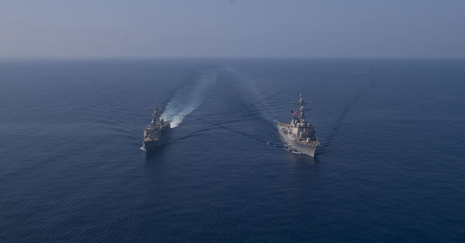 US Navy USS Roosevelt Conducts Passing Exercise with Spanish Navy ESPS Reina Sofia