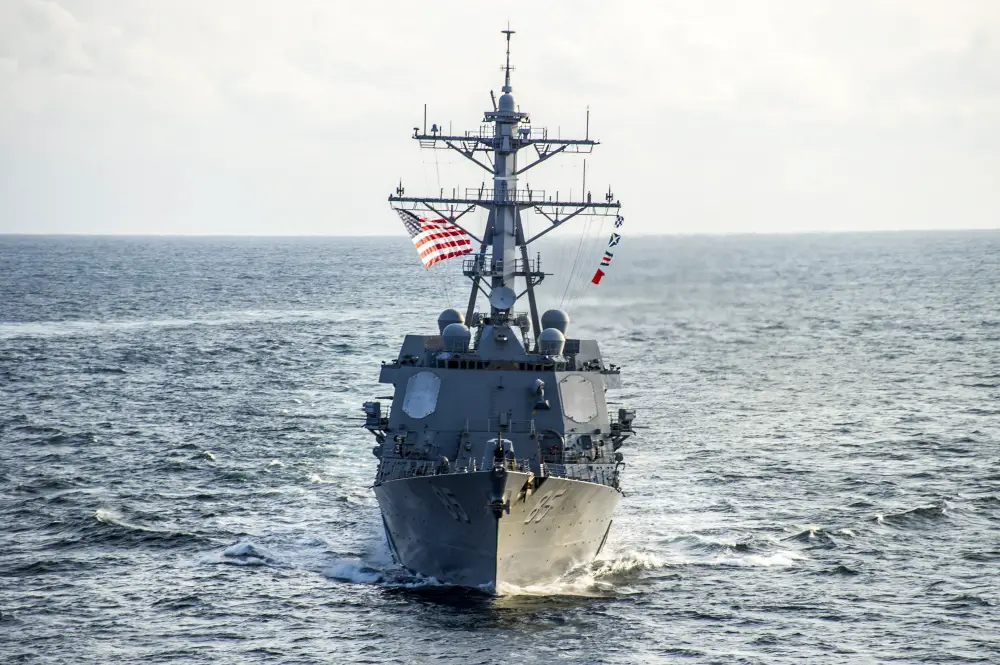 The guided missile destroyer USS McCampbell (DDG 85) transits the Pacific Ocean