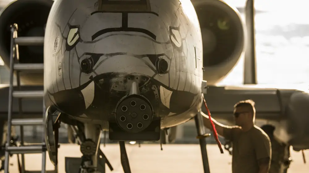 U.S. Air Force Staff Sgt. Austin Radke, an aircraft maintenance crew chief assigned to the 122nd Fighter Wing, Indiana Air National Guard, performs a preflight inspection on an A-10C Thunderbolt II aircraft June 24, 2020, at the 122nd Fighter Wing in Fort Wayne, Indiana. 