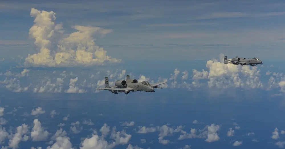 U.S. Air Force A-10 Thunderbolt II's assigned to the 25th Fighter Squadron, Osan Air Base, South Korea, conduct a routine training mission in the Indo-Pacific, Aug. 19, 2020