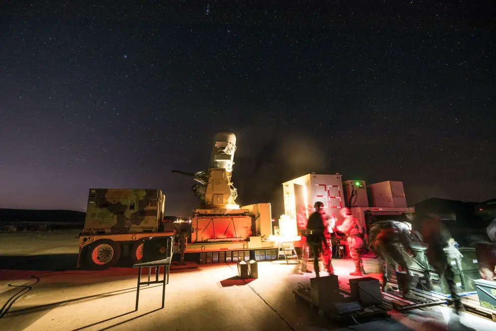Members of Charlie Battery, 2nd Battalion, 44th Air Defense Artillery Regiment, begin unboxing ammunition during C-RAM nighttime testing on Fort Sill, Okla., Jan. 24, 2020. Second Battalion, 44th Air Defense Artillery Regiment, traveled from Fort Campbell, Ky., to be tested.