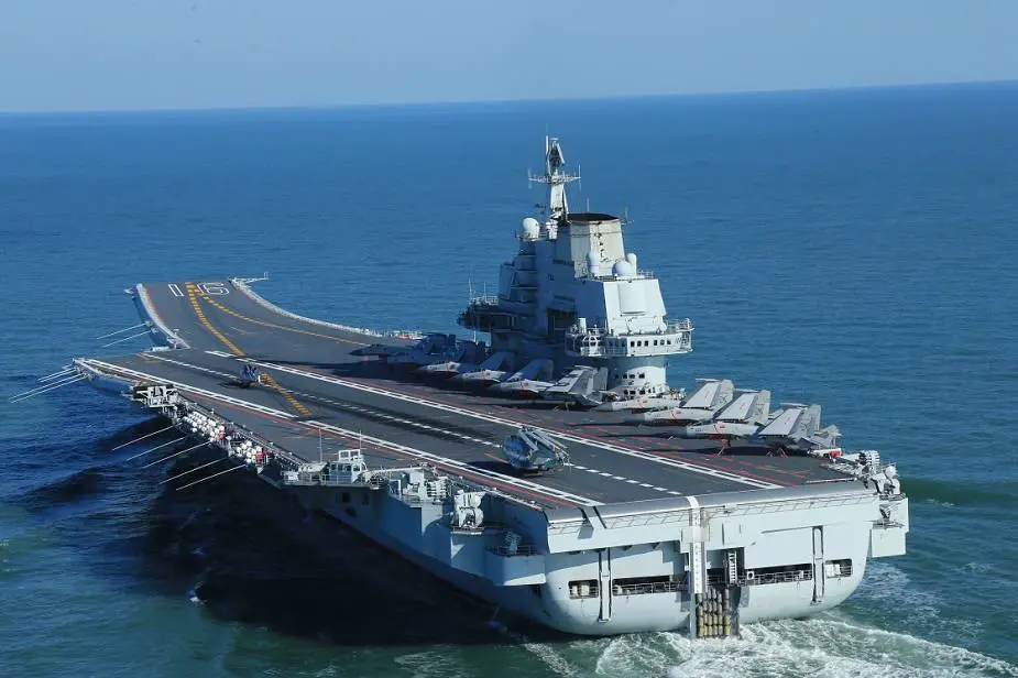 Chinese People's Liberation Army Navy Liaoning Type 001 aircraft carrier. 