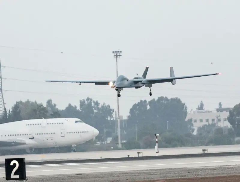 Israel Aerospace Industries Heron is First UAV to Land at Ben Gurion International Airport