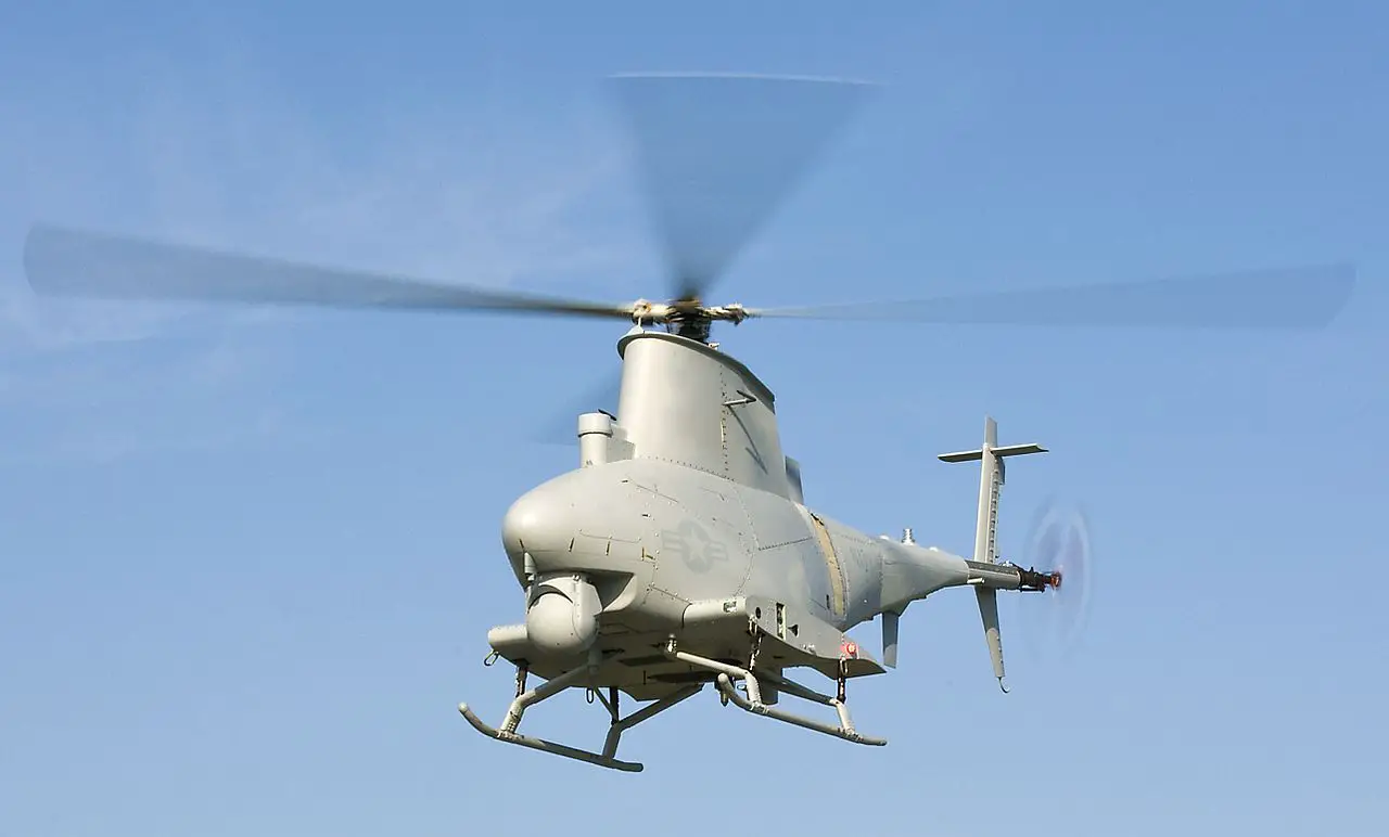 An MQ-8B Fire Scout unmanned aerial vehicle (UAV) successfully completes the first unmanned biofuel flight at Webster Field.