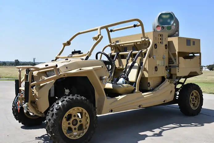 Raytheon Intelligence & Space's sophisticated MTS sensor package, combined with a high-energy laser and mounted on the MRZR vehicle, could offer an effective defense against UAVs.