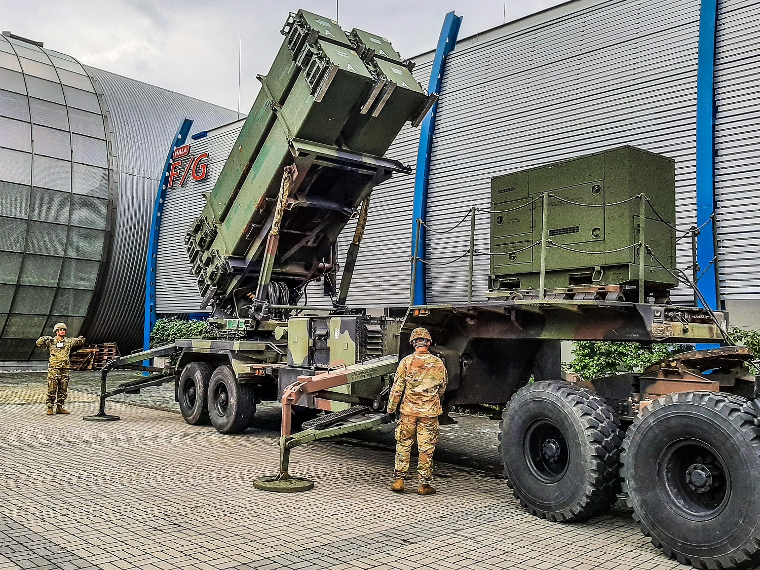 Soldiers from Alpha Battery, 5th Battalion, 7th Air Defense Artillery Regiment conducting an emplacement of the Patriot Launching System at the 28th International Defense Industry Exhibition MSPO 2020 on Sept 7, 2020 in Targi Kielce, Poland. 