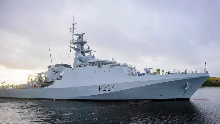 Final Royal Navy River Class Batch 2 OPV Departs Glasgow for Her New Home in Portsmouth