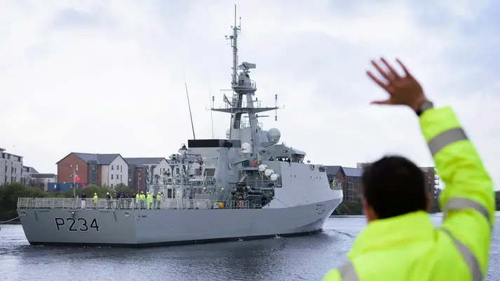 Final Royal Navy River Class Batch 2 OPV Departs Glasgow for Her New Home in Portsmouth