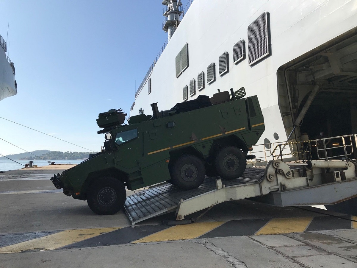 Griffon Multi-Role Armored Vehicle Boarding Tests Aboard the Amphibious Helicopter Carrier Mistral