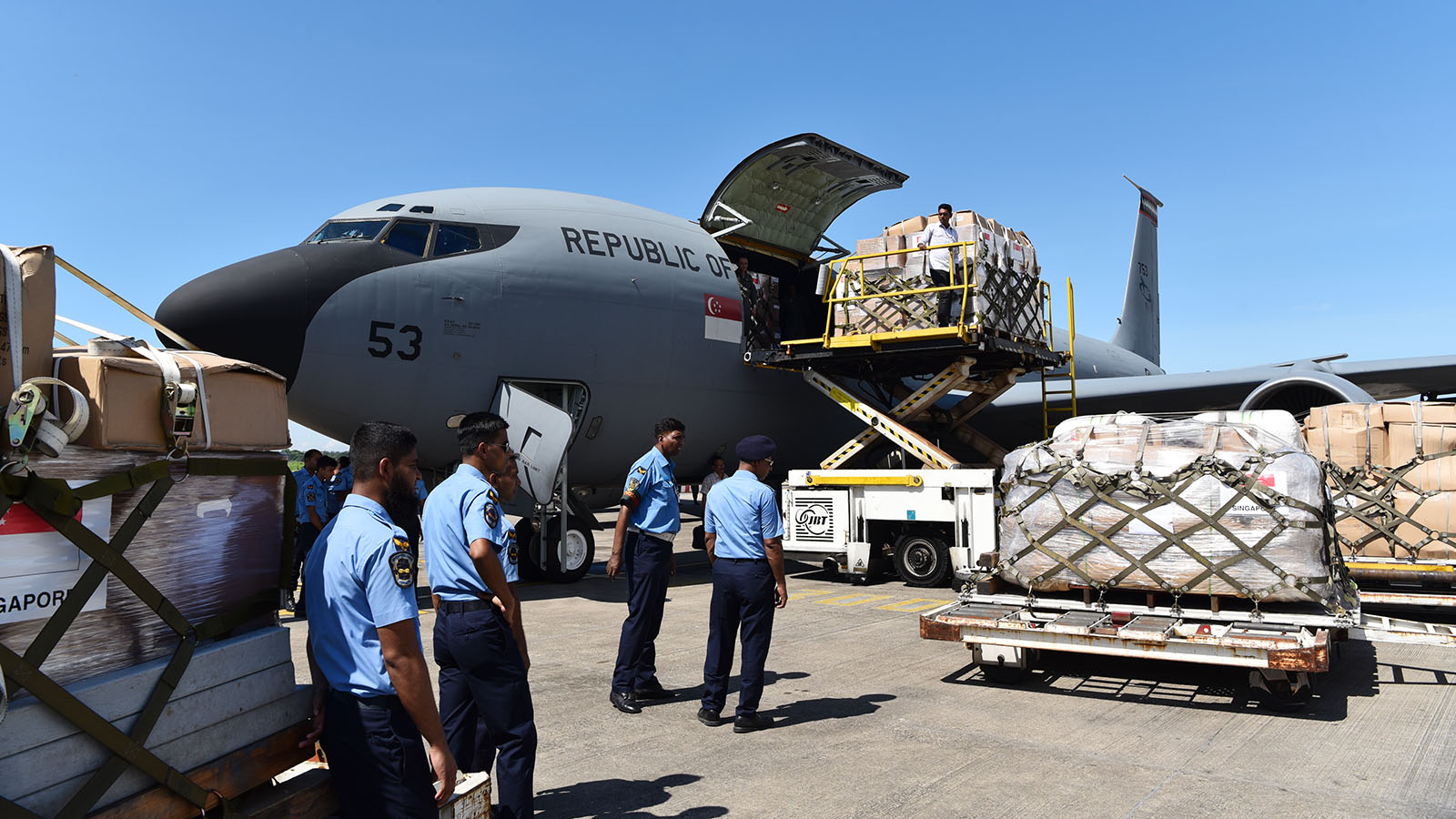 The KC-135R airlifted humanitarian supplies to Bangladesh to provide relief to the displaced persons affected by the humanitarian crisis in Rakhine State.