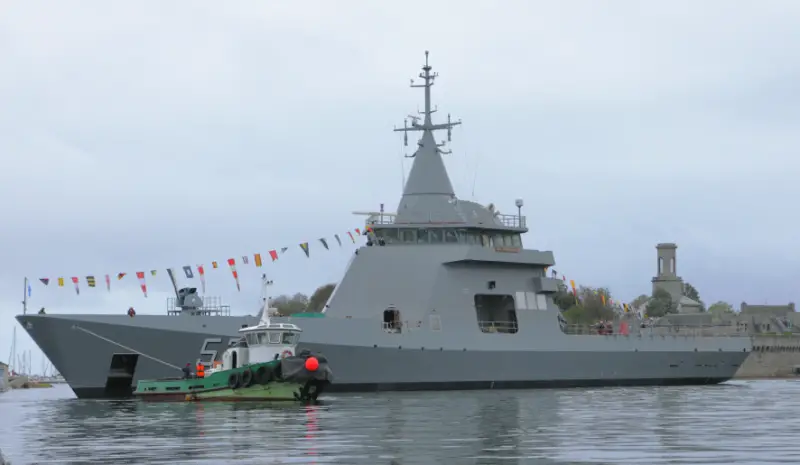 Piedrabuena, the second of four OPVs ordered by Argentina from France's Naval Group, was launched on Oct. 1 at the Piriou shipyard in Concarneau, Brittany. The first ship, L'Adroit, was refurbished and has now been commissioned into the Argentine Navy. (NG photo)