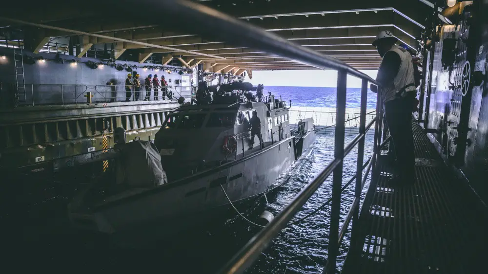 US Navy USS Comstock Embarks Mark VI Patrol Boats and ExMCM for Maritime Security Operations