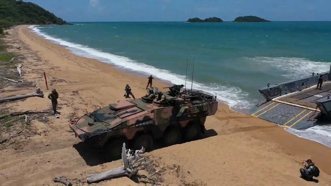 Australian Army's Boxer Combat Reconnaissance Vehicle Takes on the Beach