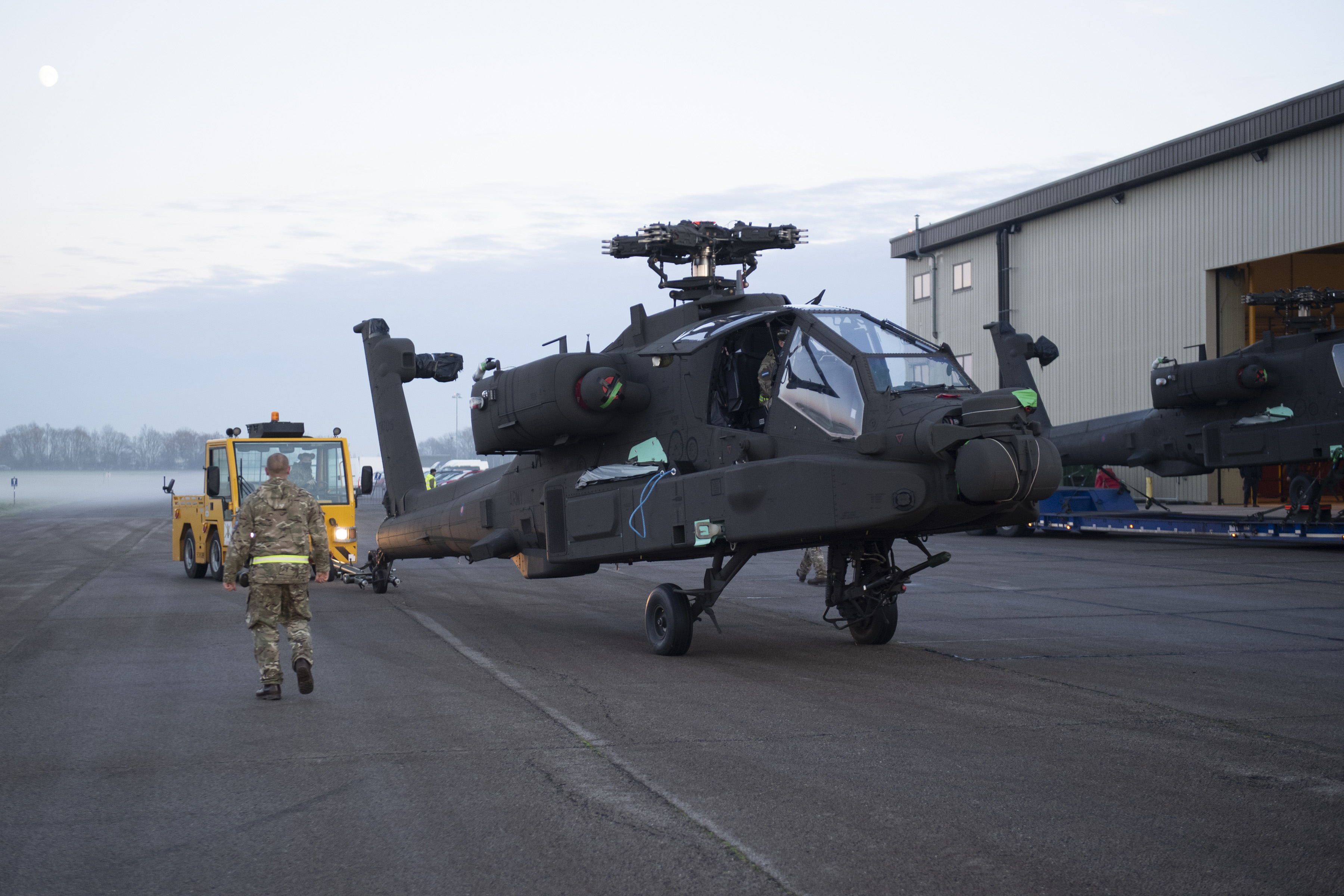 A fleet of AH-64E Version 6 aircraft, the most advanced variant of Apache, have been procured from the United States to replace the Apache AH Mark 1, which reaches its Out of Service Date in 2024. (Photographer Cpl Adam Wakefield/ MoD Crown )