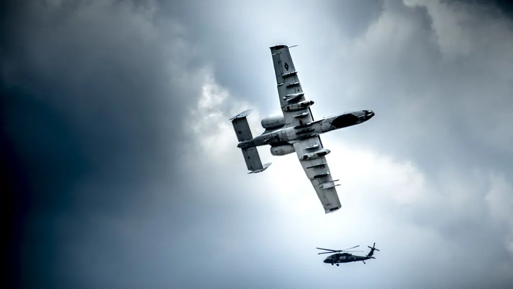 An A10 Thunderbolt II from the 175th Wing, Baltimore, Md., conduct close air support training missions with joint terminal attack controllers on July 28, 2015, during Exercise Northern Strike 2015 at Grayling Air Gunnery Range in Grayling, Mich.