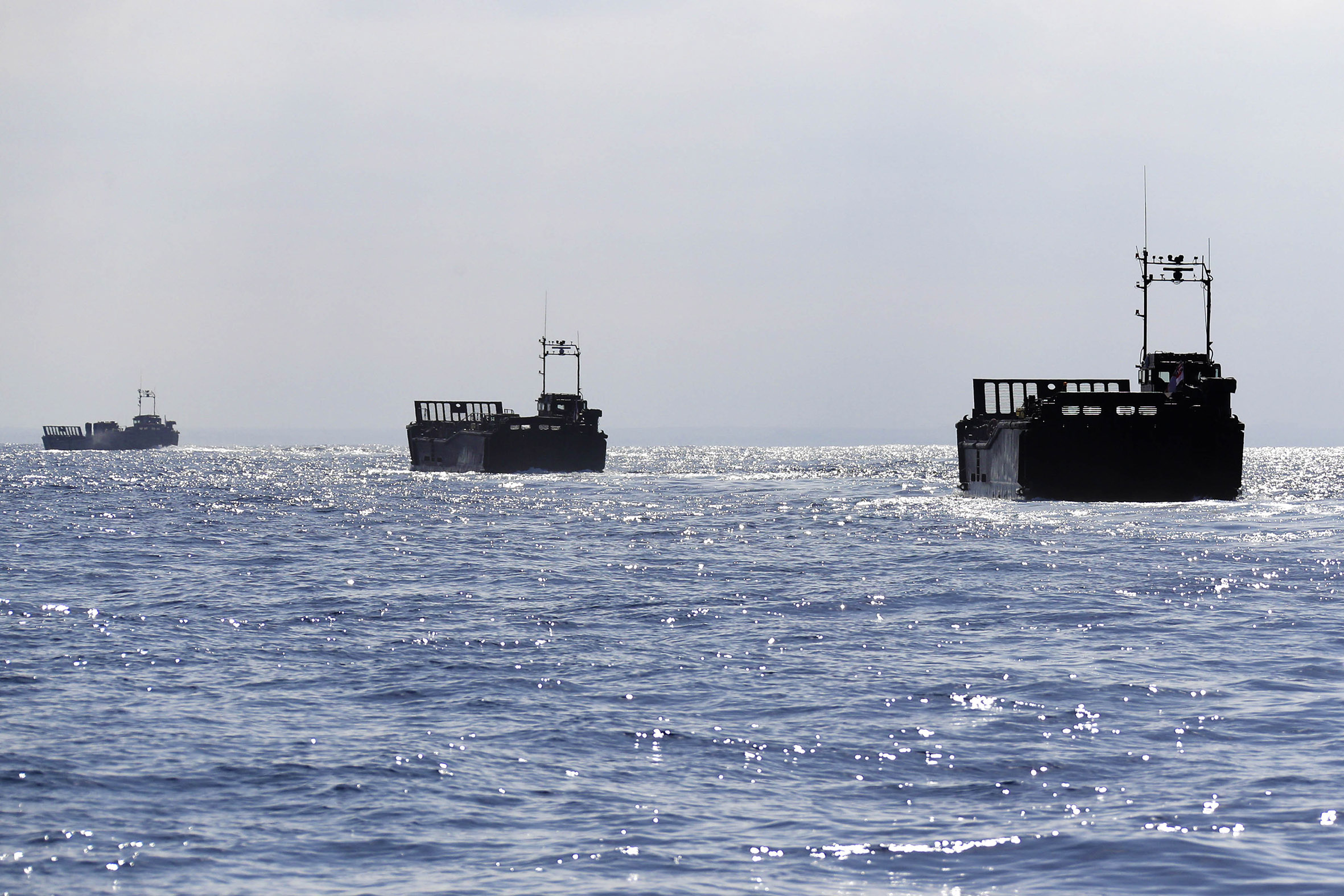 Royal Marine Landing Craft specialists with 4 of their Landing Craft Unit's helped support 4 Egyptian Landing Craft Unit's perform a beach landing as part of a series of exercises with the Egyptian Navy.