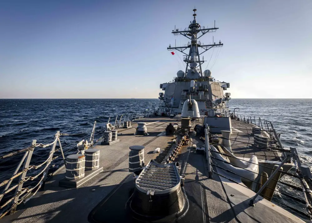 The Arleigh Burke-class guided-missile destroyer USS John S. McCain (DDG 56) transits through Peter the Great Bay while conducting routine underway operations. 