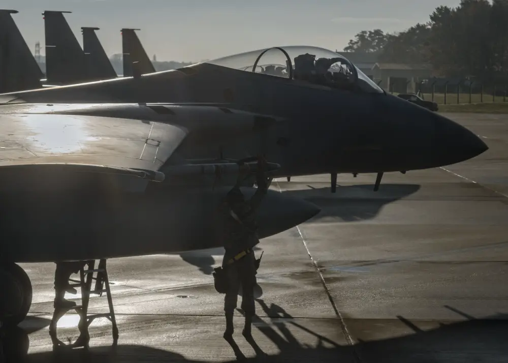 US Air Force 48th Fighter Wing F-15s Conducts Live Missile Fire