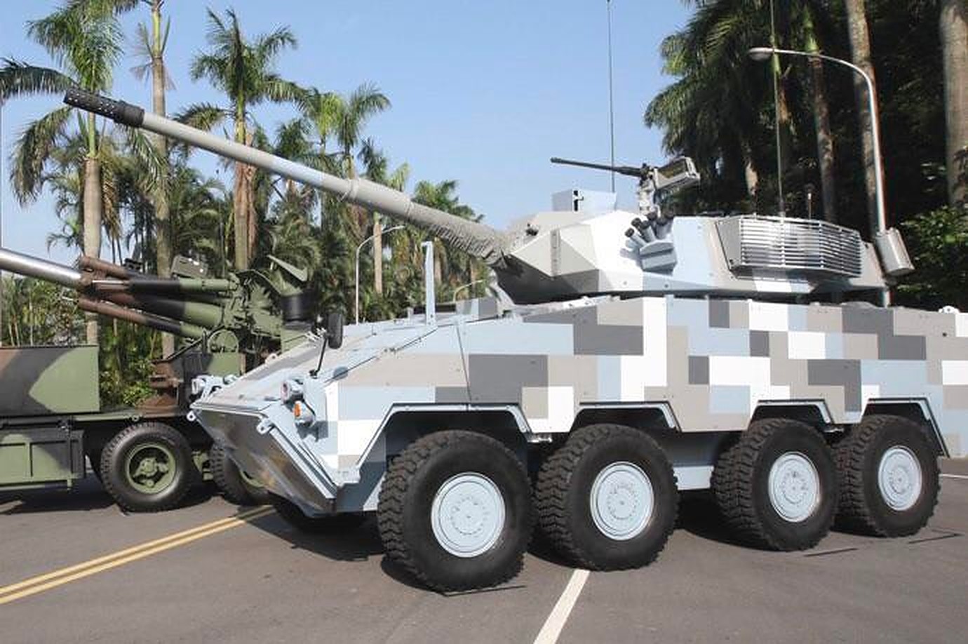 CM-32 Clouded Leopard Armoured in fire support vehicle configuration with a 105 mm gun.