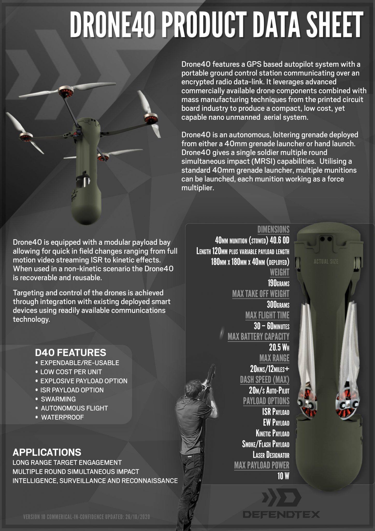 DefendTex Drone40 Grenade Launcher-Fired Mini-Drones