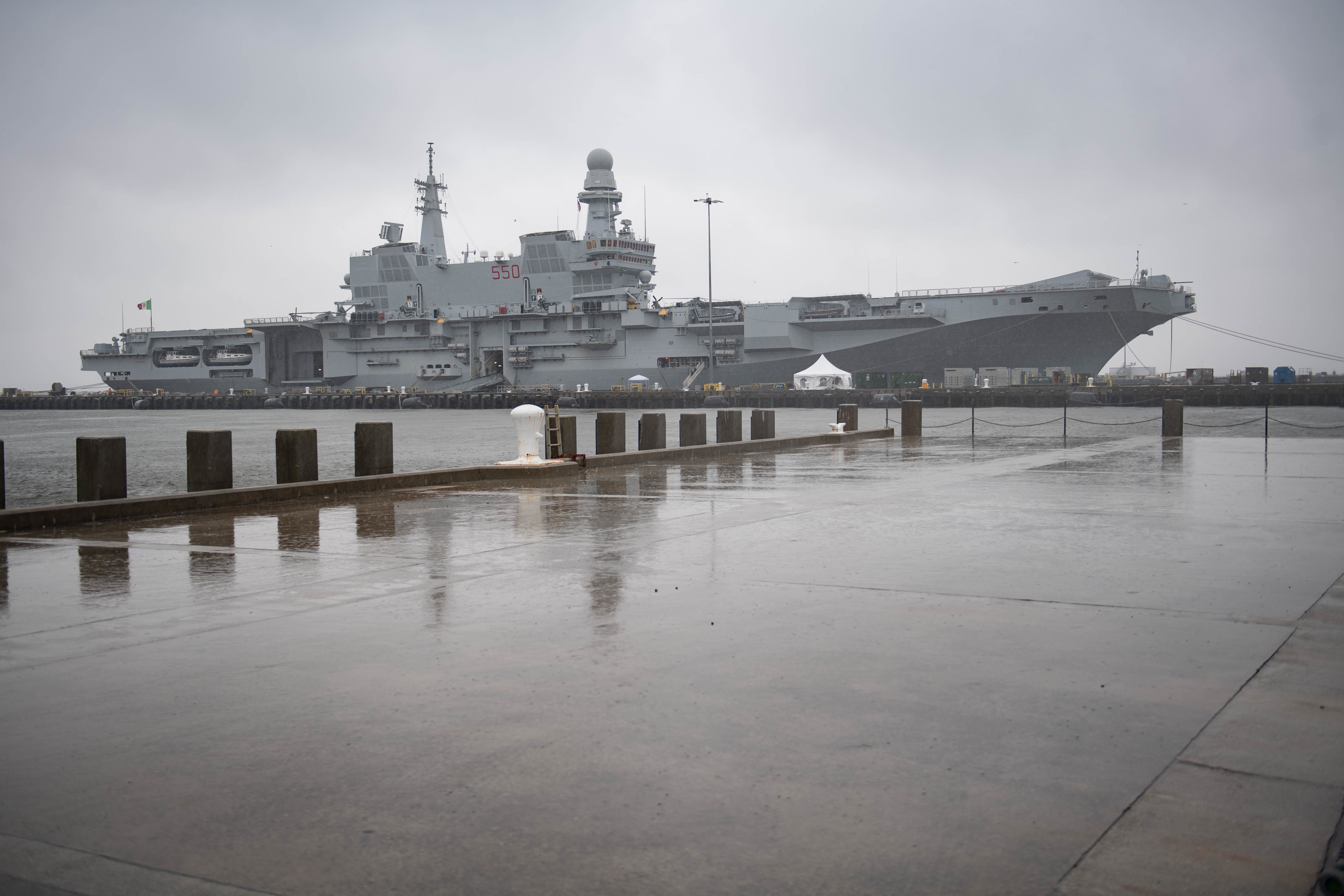 Italian Navy Aircraft Carrier ITS Cavour (CVH 550) Arrives at US Naval Station Norfolk