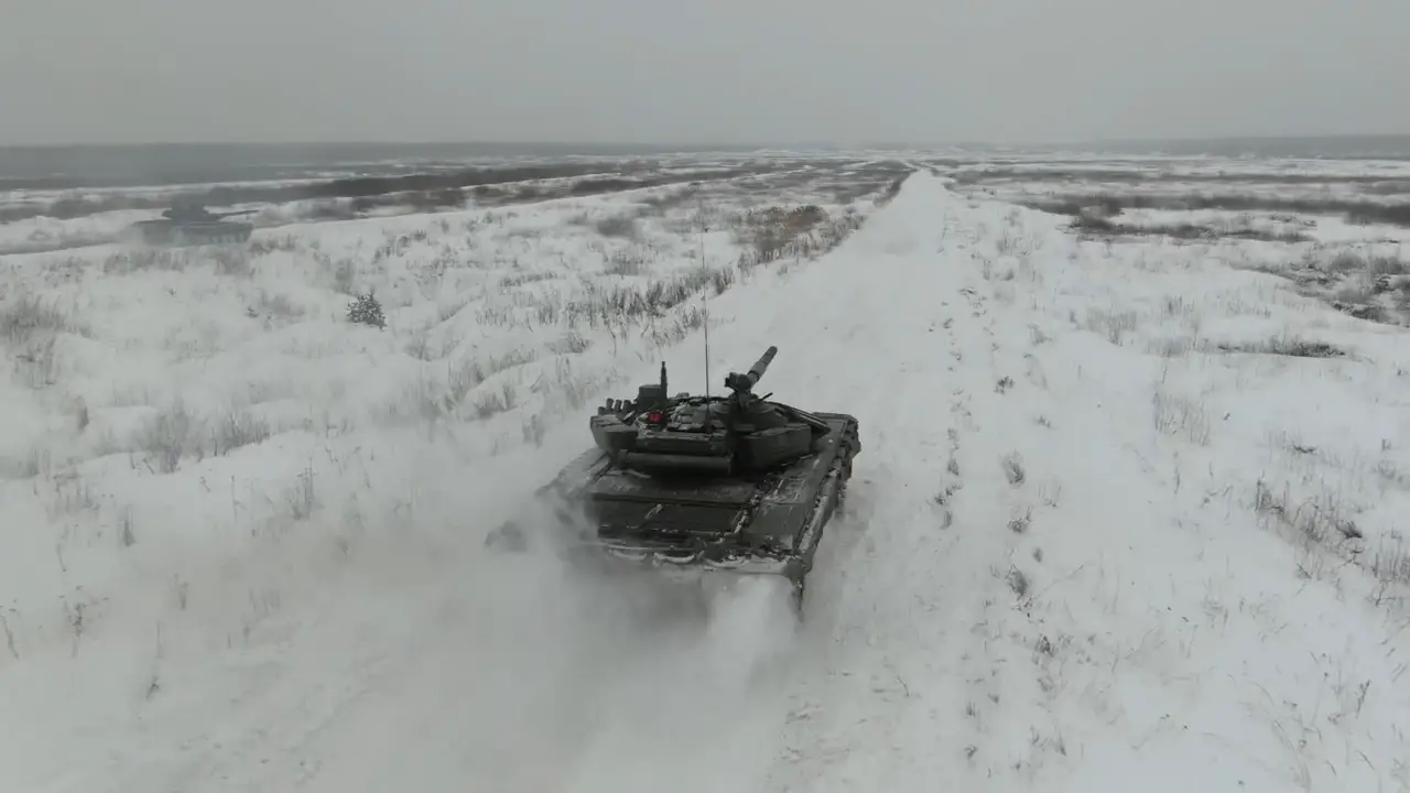 Russian Western Military District T-72B3 Tanks Conduct Live Fire Exercise at Mulino Training Ground