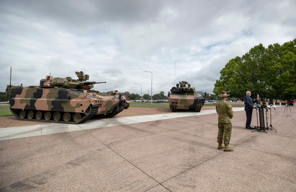 Hanwha Defense Australia's Redback and Rheinmetall Defence Australia's Lynx on display