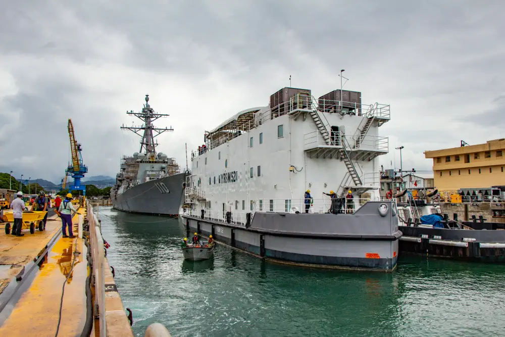 HRMC Docks USS William P. Lawrence For Maintenance Availability