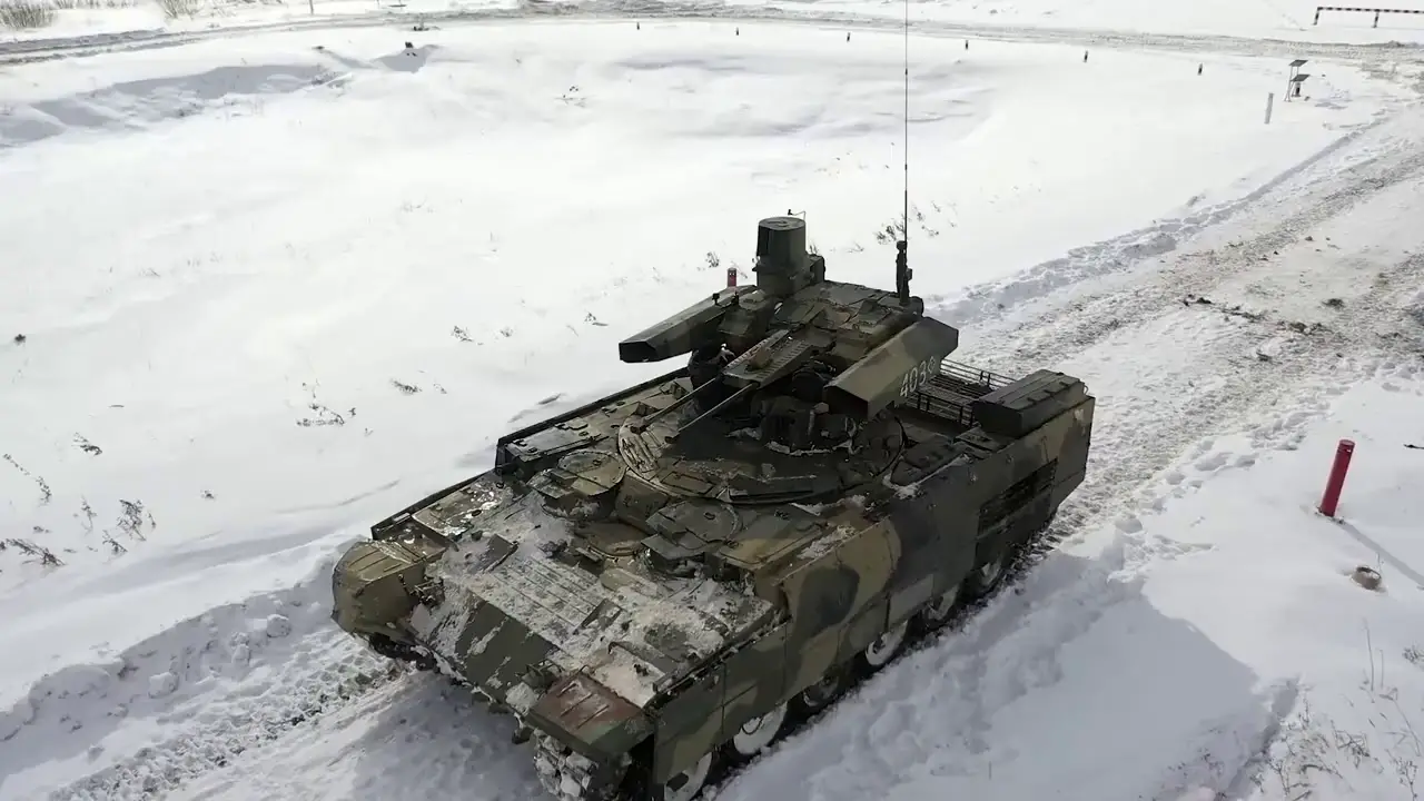Russian Army Terminator Practice Cohesion with T-72B3M Tanks at Urals Proving Ground