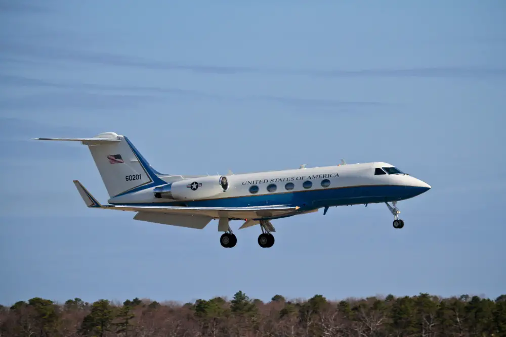 A U.S. Air Force Gulfstream Aerospace C-20B from the 89th Airlift Wing, Joint Base Andrews, Md., performs touch-and-go landings at Atlantic City International Airport, N.J., April 16, 2013. Atlantic City IAP is the home of the 177th Fighter Wing, New Jersey Air National Guard.