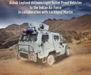 Indian Air Force Receives Light Bullet Proof Vehicles (LBPV) from Ashok Leyland