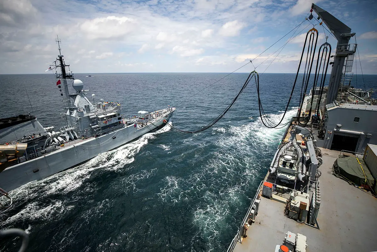 Royal Australian Navy HMAS Sirius Conducts Replenishment Royal Malaysian Navy KD Lekir