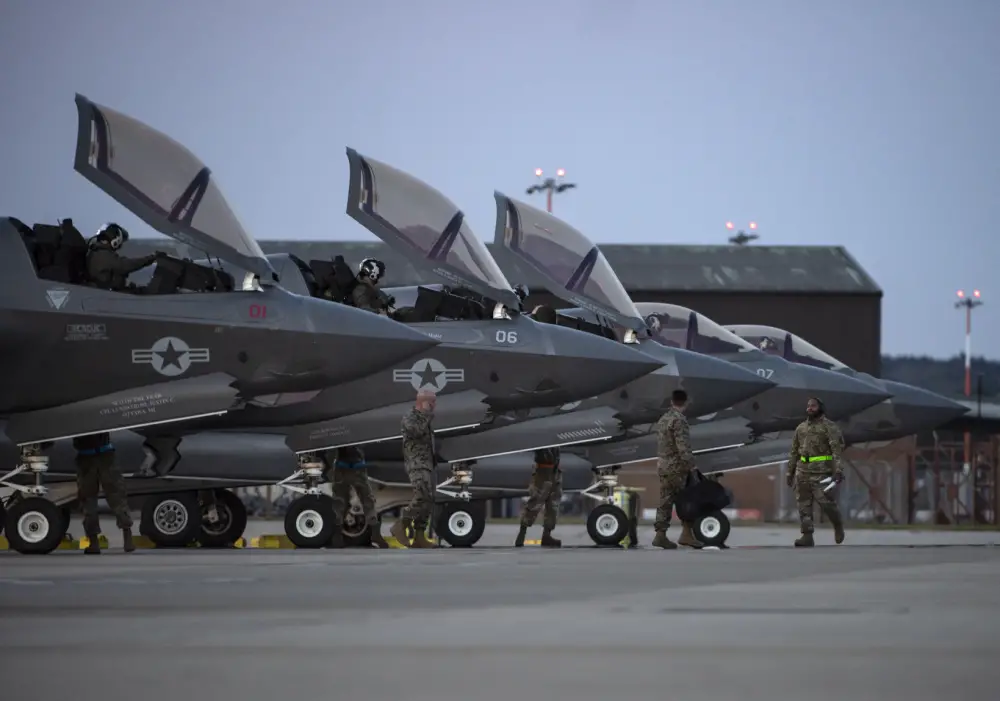 US Marine Fighter Attack Squadron 211 F-35s Arrive at Royal Air Force Lakenheath, England
