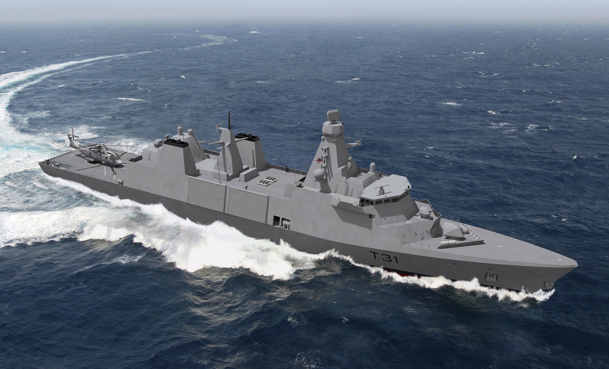 The Type 31 frigate, also known as the Inspiration class, and formerly known as the Type 31e frigate or General Purpose Frigate (GPF), is a class of five frigates being built for the United Kingdom's Royal Navy, with variants also being built for the Indonesian and Polish navies
