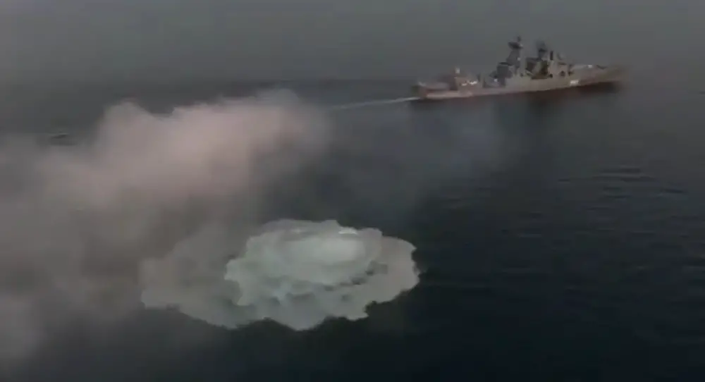 Russian Navy's Destroyer Marshal Shaposhnikov's Kalibr-NK Cruise Missile Test-fire