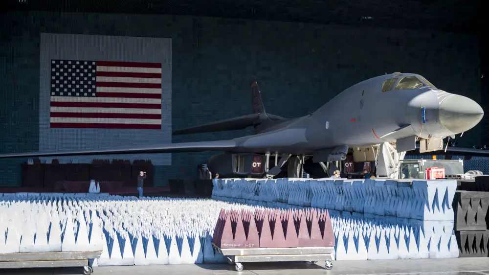 US Air Force B-1B Lancer Undergoes Electronic Warfare Testing in the Benefield Anechoic Facility