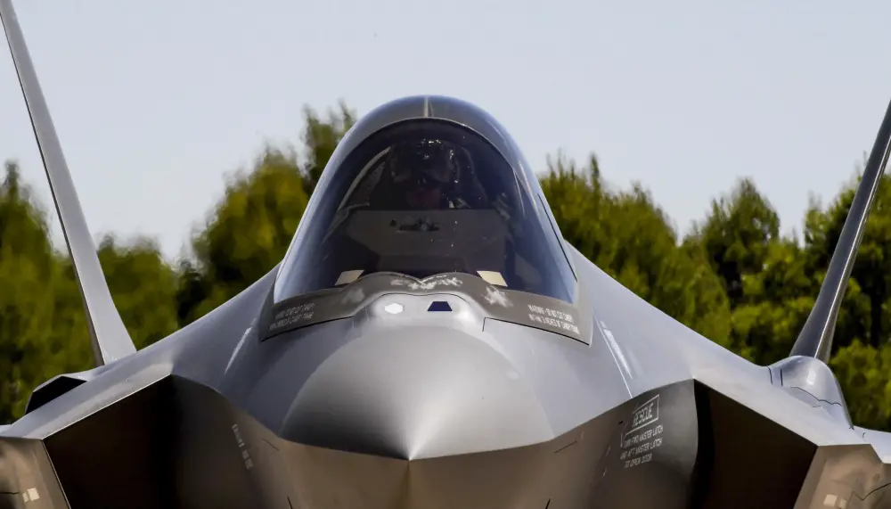 Two AN/AAQ-37 sensors just below the canopy, above the nose. Below the nose, the electro-optical targeting system