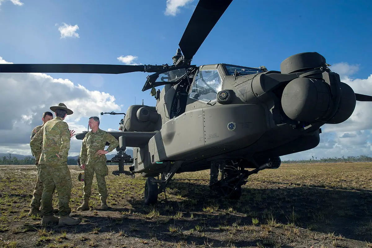 The US Army AH-64 Apache attack helicopter at the Shoalwater Bay Training Area.