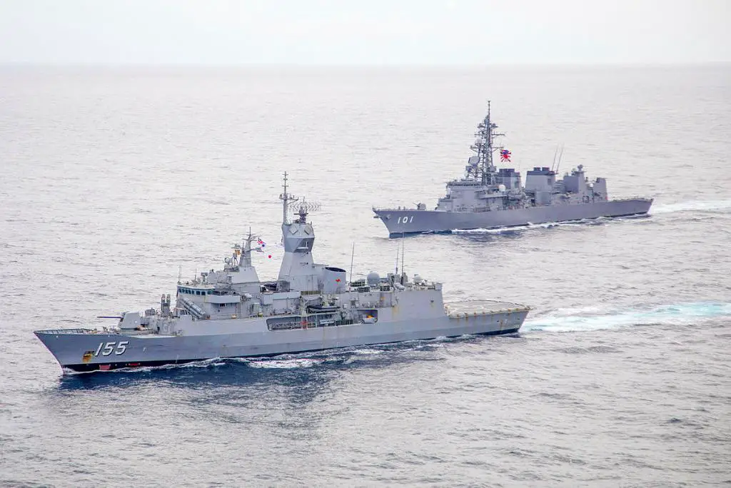 Royal Australian Navy HMAS Ballarat Trains with Japan Maritime Self-Defense Force Ship Murasame
