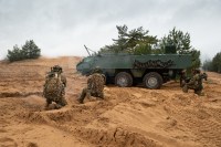 Latvian Armed Forces Test Patria 6X6 Armoured Wheeled Vehicle Platform